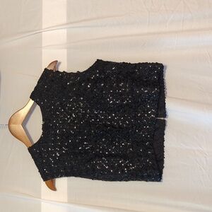 Vintage black sequin sleeveless blouse
